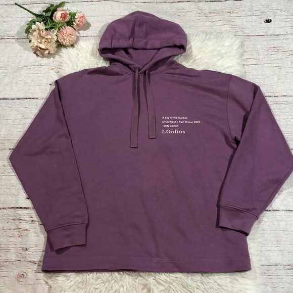 Loolios Hephaestus Oversized Lounge Graphic Hoodie Purple Grape - Picture 2 of 14